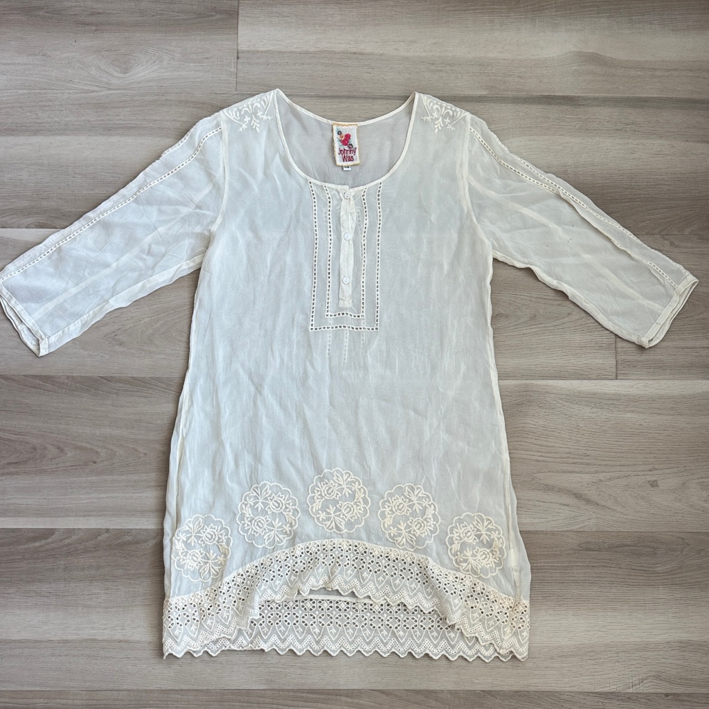 Johnny Was - Sheer Lace Tunic Top